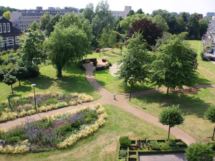Bovenaanzicht van de tuin.